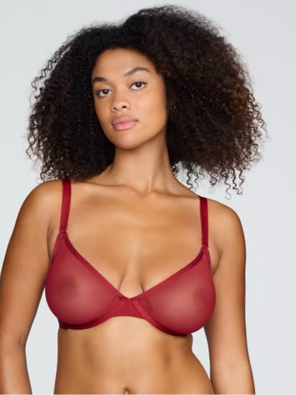 CUUP plunge mesh bra - in scarlet 42D